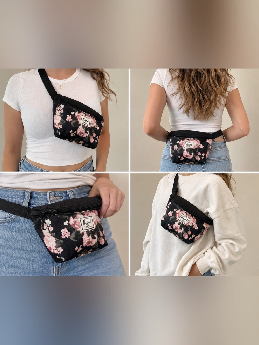 Herschel Supply Company Floral Black & Pink Waist Bag